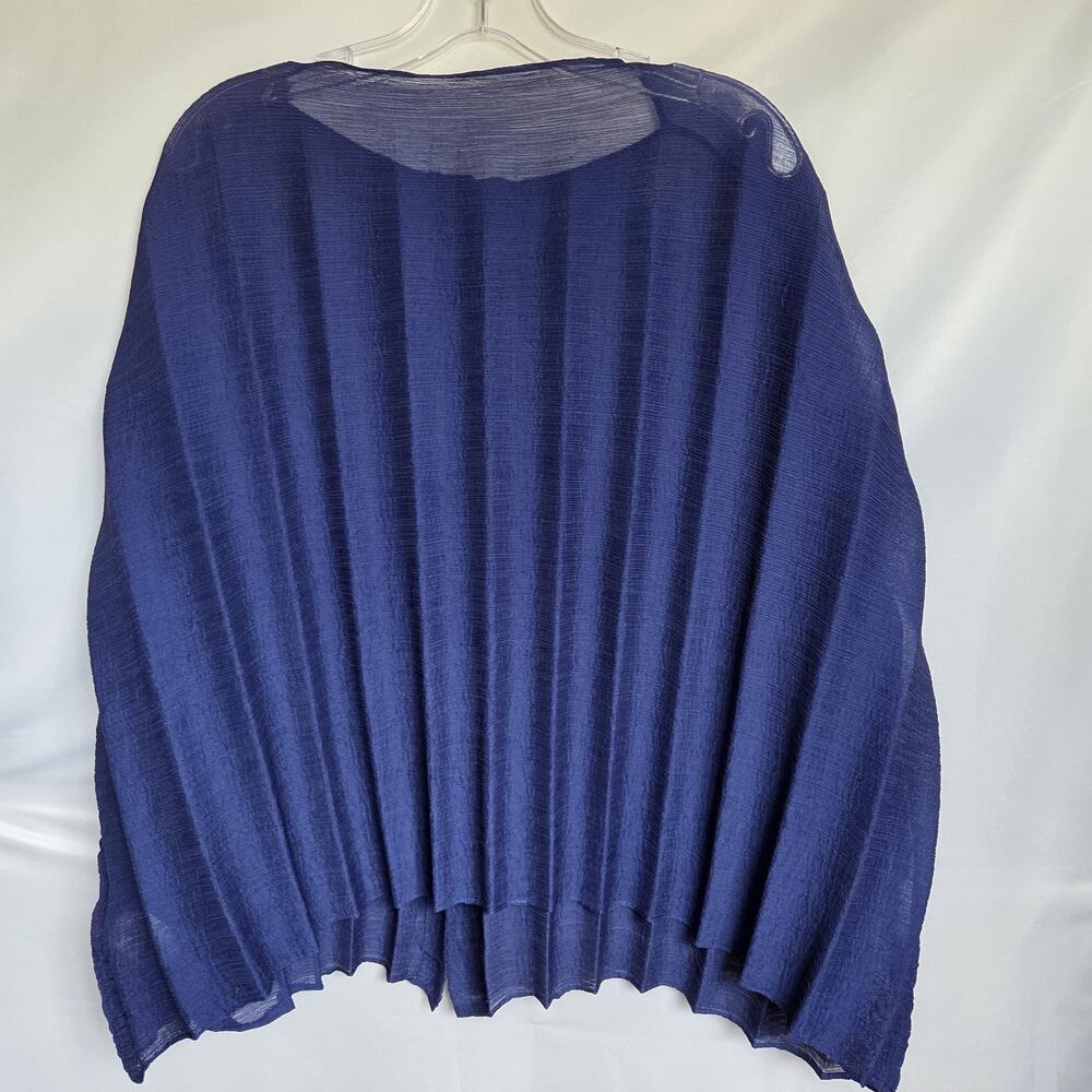 Issey Miyake Cauliflower Pleated Sheer Blue Batwing Button Cardigan OS Japan - Picture 2 of 9